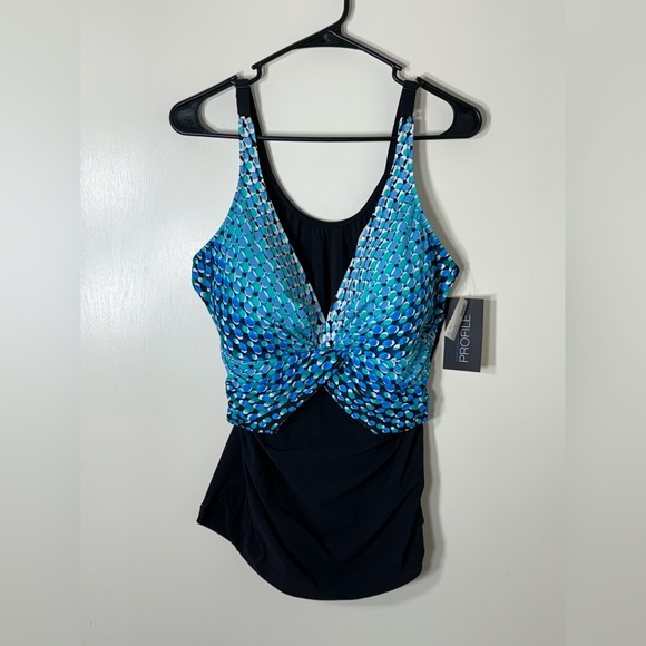 NWT‎ Profile by Gottex Women’s Plus Size Blue & Green Tankini Size 20W - Picture 1 of 8